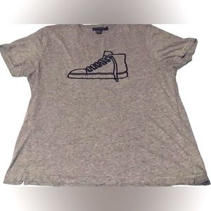 French Connection Gray T-Shirt Mens Size Large  Embroidered Sneaker